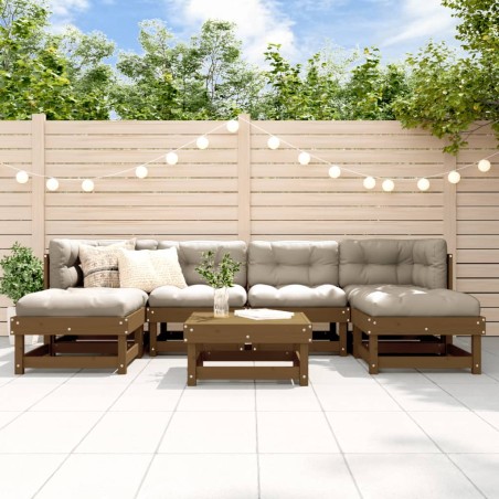 vidaXL Juego de muebles jardín 7 pzas madera maciza pino marrón miel