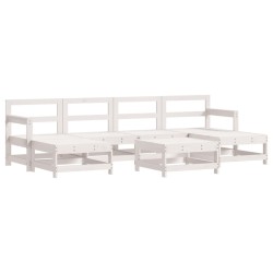 vidaXL Juego de muebles de jardín 7 pzas madera maciza de pino blanco