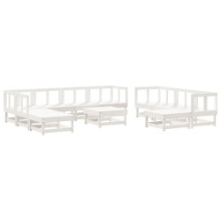 vidaXL Juego de muebles de jardín 11 piezas madera maciza pino blanco