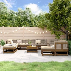 vidaXL Juego muebles de jardín 11 pzas madera maciza pino marrón miel