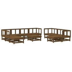 vidaXL Juego muebles de jardín 11 pzas madera maciza pino marrón miel