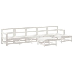 vidaXL Juego de muebles de jardín 7 pzas madera maciza de pino blanco