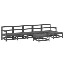 vidaXL Juego de muebles de jardín 7 piezas madera maciza de pino gris