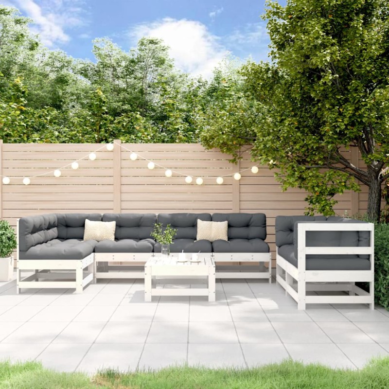 vidaXL Juego de muebles de jardín 8 piezas madera maciza de pino vidaXL Juego de muebles de jardín 8 piezas madera maciza de pino