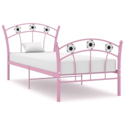 vidaXL Estructura de cama con diseño de fútbol metal rosa 90x200 cm