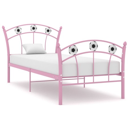 vidaXL Estructura de cama con diseño de fútbol metal rosa 90x200 cm