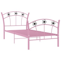 vidaXL Estructura de cama con diseño de fútbol metal rosa 90x200 cm