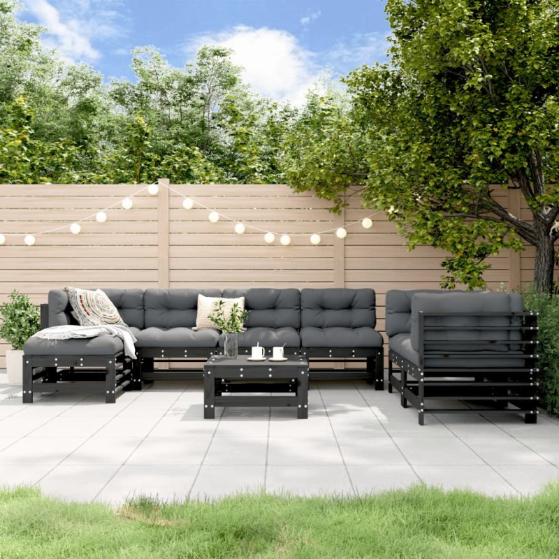 vidaXL Juego de muebles de jardín 8 piezas madera maciza de pino vidaXL Juego de muebles de jardín 8 piezas madera maciza de pino