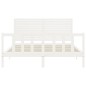 vidaXL Estructura de cama matrimonio con cabecero madera maciza blanco vidaXL Estructura de cama matrimonio con cabecero madera maciza blanco