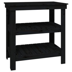 vidaXL Banco de trabajo de madera maciza de pino negro 78,5x50x80 cm