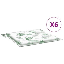 vidaXL Cojines de silla 6 uds tela estampado de hojas 40x40x3 cm