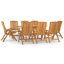 vidaXL Juego de comedor para jardín 9 piezas madera maciza de teca