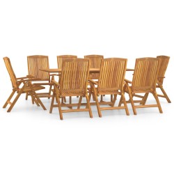vidaXL Juego de comedor para jardín 9 piezas madera maciza de teca