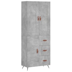 vidaXL Aparador alto madera contrachapada gris hormigón 69,5x34x180 cm