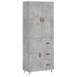 vidaXL Aparador alto madera contrachapada gris hormigón 69,5x34x180 cm