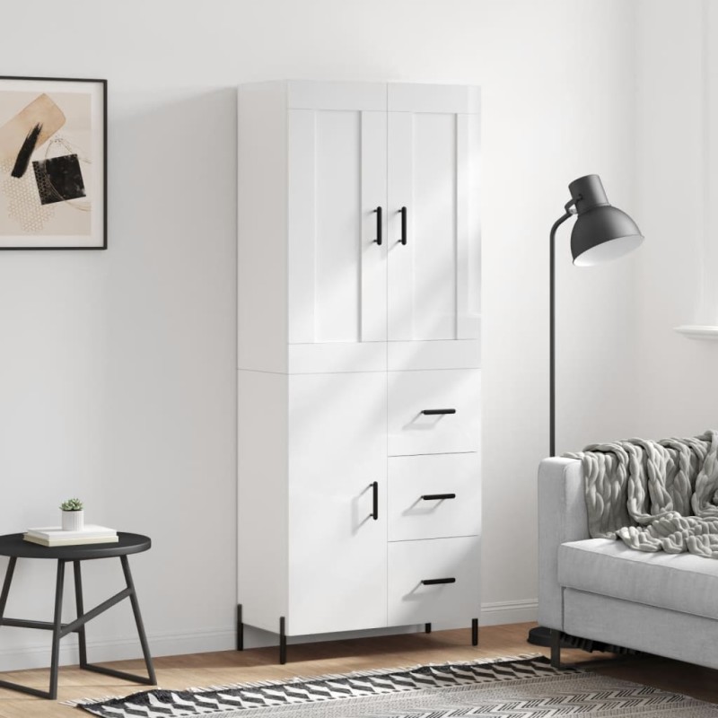 vidaXL Aparador alto madera contrachapada blanco brillo 69,5x34x180 cm vidaXL Aparador alto madera contrachapada blanco brillo 69,5x34x180 cm