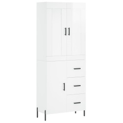 vidaXL Aparador alto madera contrachapada blanco brillo 69,5x34x180 cm