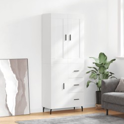 vidaXL Aparador alto madera contrachapada blanco brillo 69,5x34x180 cm