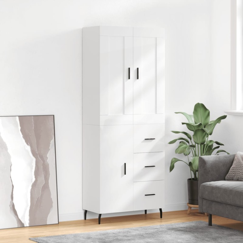 vidaXL Aparador alto madera contrachapada blanco brillo 69,5x34x180 cm vidaXL Aparador alto madera contrachapada blanco brillo 69,5x34x180 cm