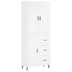 vidaXL Aparador alto madera contrachapada blanco brillo 69,5x34x180 cm
