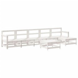 vidaXL Juego de muebles de jardín 7 pzas madera maciza de pino blanco 