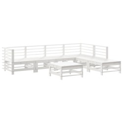 vidaXL Juego de muebles de jardín 7 pzas madera maciza de pino blanco 