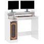 vidaXL Escritorio LED madera contrachapada blanco brillo 97x45x90 cm vidaXL Escritorio LED madera contrachapada blanco brillo 97x45x90 cm