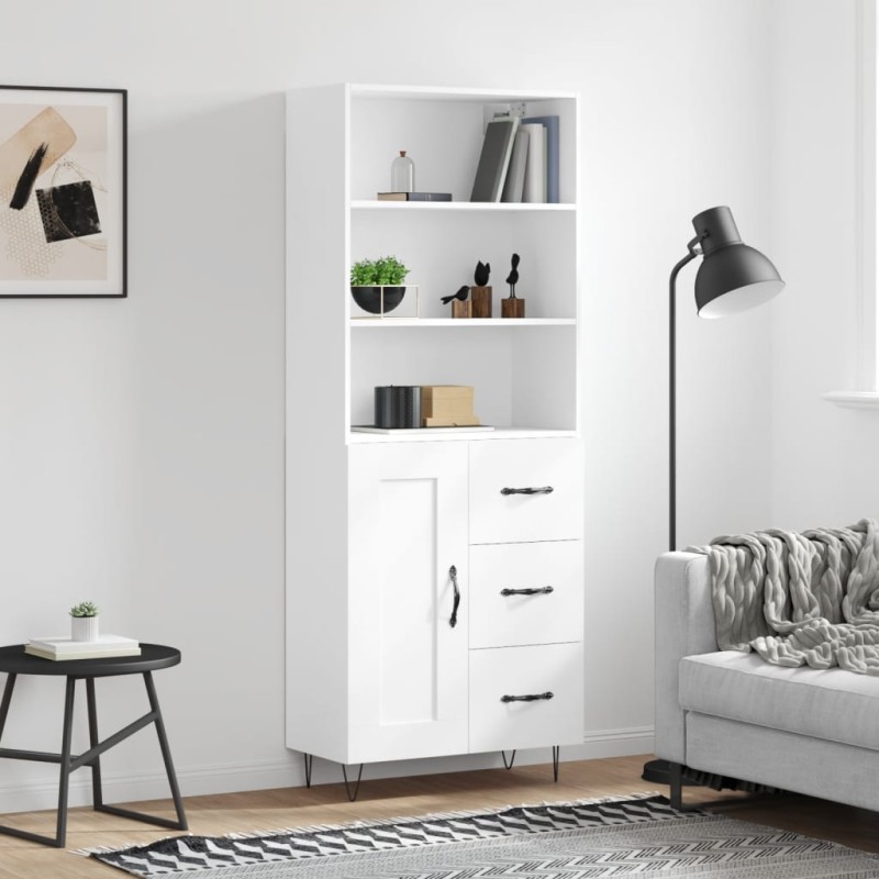 vidaXL Aparador alto madera contrachapada blanco 69,5x34x180 cm vidaXL Aparador alto madera contrachapada blanco 69,5x34x180 cm