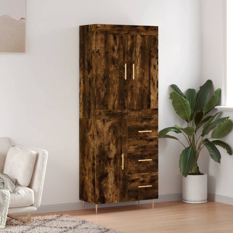 vidaXL Aparador alto madera contrachapada roble ahumado 69,5x34x180 cm vidaXL Aparador alto madera contrachapada roble ahumado 69,5x34x180 cm