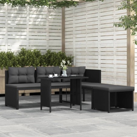 vidaXL Set de muebles de jardín 4 piezas ratán sintético negro