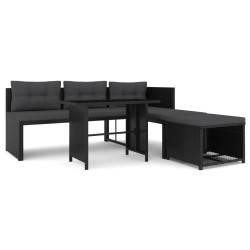 vidaXL Set de muebles de jardín 4 piezas ratán sintético negro