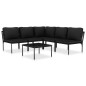 vidaXL Juego de muebles de jardín 6 piezas con cojines PVC negro vidaXL Juego de muebles de jardín 6 piezas con cojines PVC negro