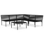 vidaXL Juego de muebles de jardín 6 piezas con cojines PVC negro vidaXL Juego de muebles de jardín 6 piezas con cojines PVC negro