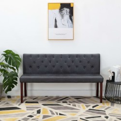 vidaXL Banco de piel de ante artificial gris 148,5 cm