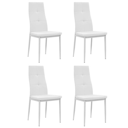 vidaXL Sillas de comedor 4 unidades cuero sintético blanco