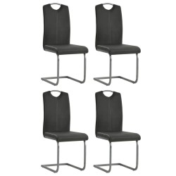 vidaXL Sillas voladizas de comedor 4 unidades cuero sintético gris