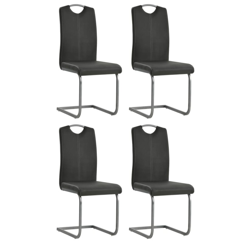 vidaXL Sillas voladizas de comedor 4 unidades cuero sintético gris