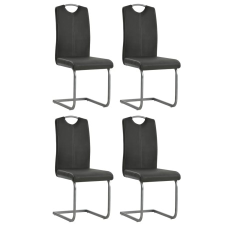 vidaXL Sillas voladizas de comedor 4 unidades cuero sintético gris