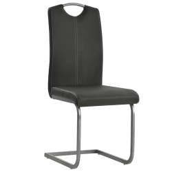 vidaXL Sillas voladizas de comedor 4 unidades cuero sintético gris