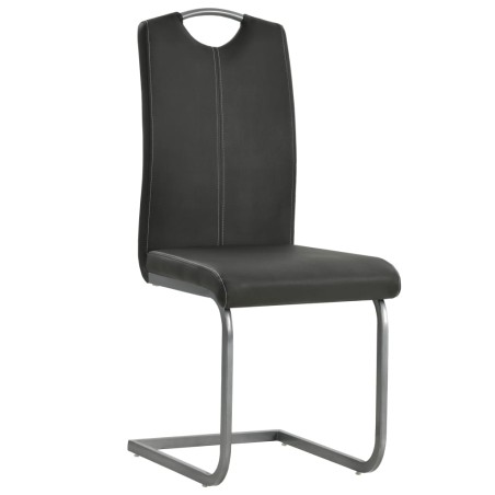 vidaXL Sillas voladizas de comedor 4 unidades cuero sintético gris