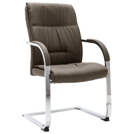 vidaXL Silla de oficina voladiza de tela gris taupe