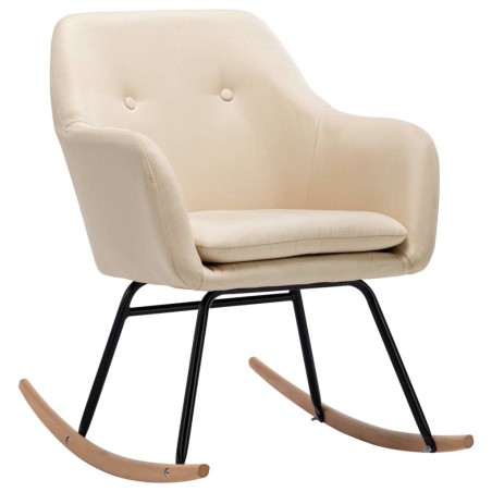 vidaXL Silla mecedora de tela crema