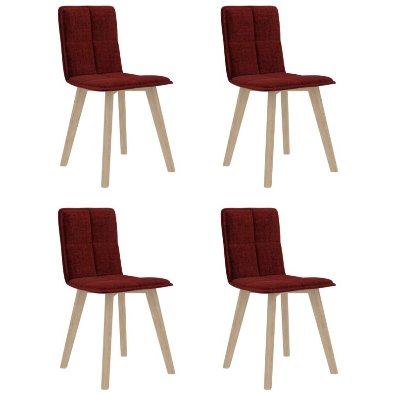 vidaXL Sillas de comedor 4 unidades tela rojo tinto vidaXL Sillas de comedor 4 unidades tela rojo tinto
