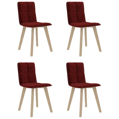 vidaXL Sillas de comedor 4 unidades tela rojo tinto