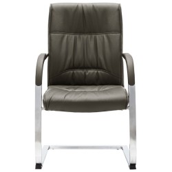 vidaXL Silla de oficina voladiza de cuero sintético gris
