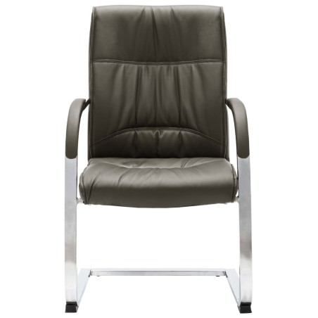vidaXL Silla de oficina voladiza de cuero sintético gris