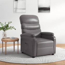 vidaXL Sillón reclinable de cuero sintético gris