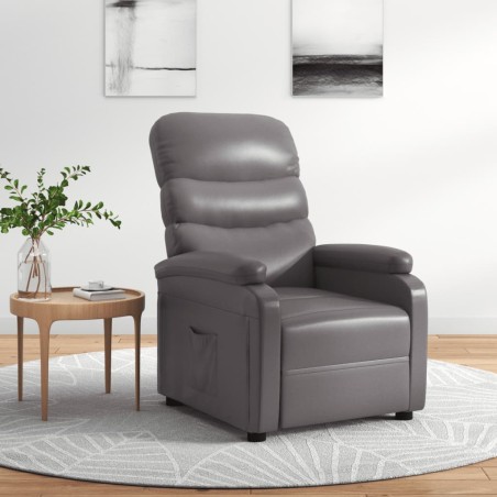 vidaXL Sillón reclinable de cuero sintético gris