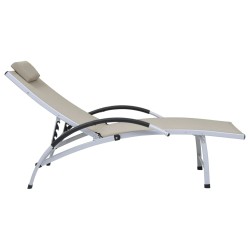 vidaXL Tumbona de aluminio textilene crema