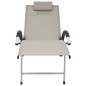 vidaXL Tumbona de aluminio textilene crema